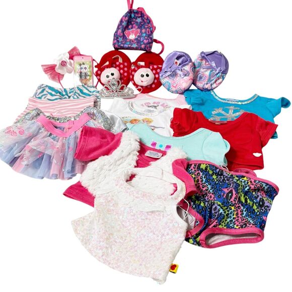 Lot 20pc Build A Bear Clothes Accessories Shoes Cell Phone Tutu Fur Top Backpack